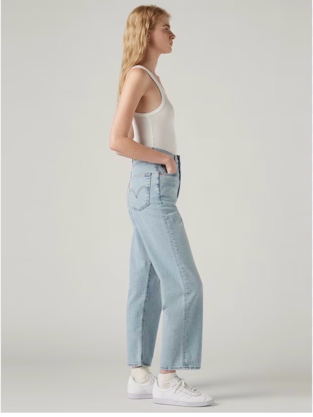 Levi’s Ribcage Straight 26 Light Wash Jeans 90s Y2K Wide Leg Denim Cottagecore